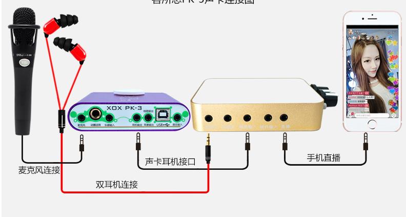 客所思XOX外置声卡怎么连接手机直播和录音？